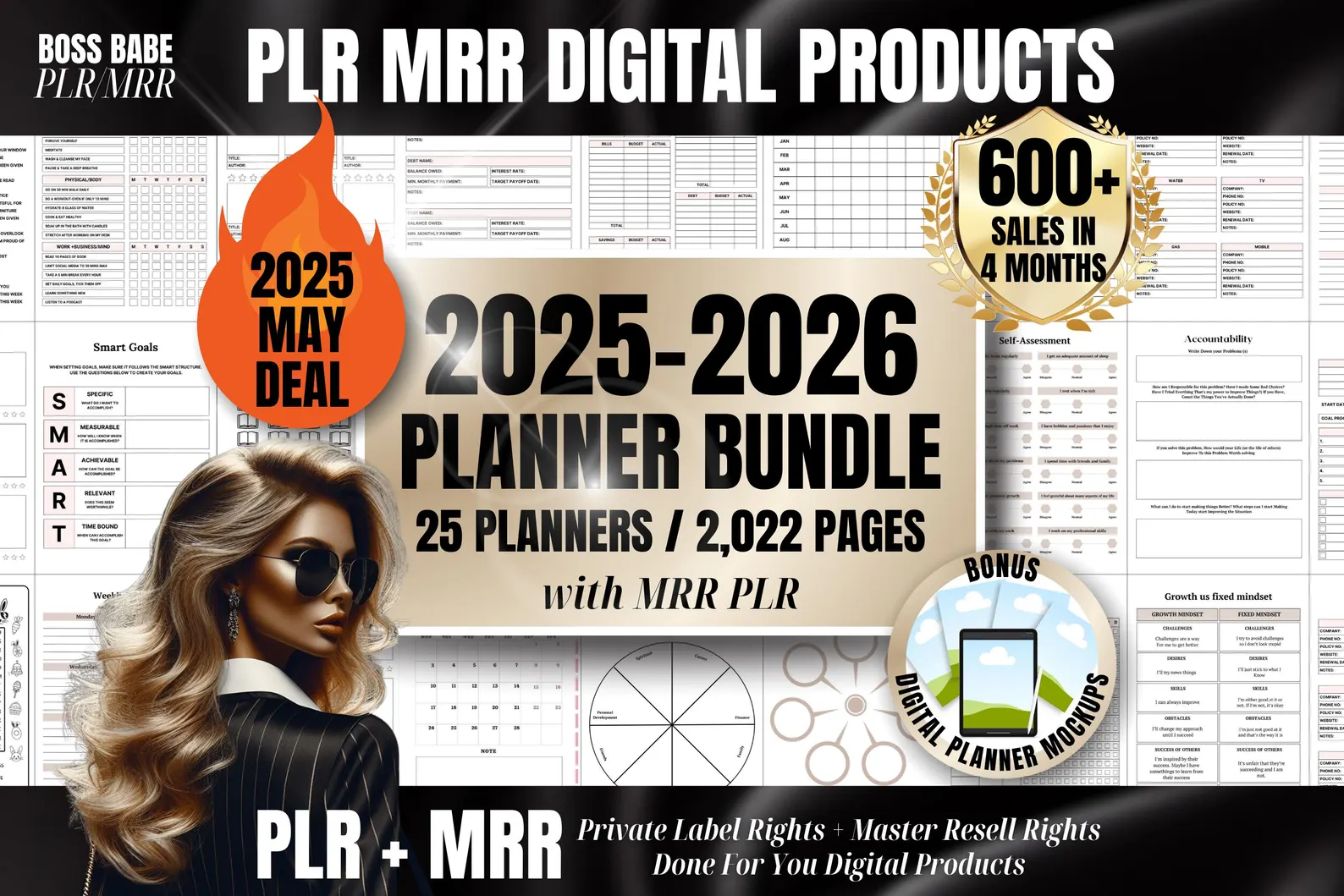 MRR PLR 2025 & 2026 Digital Planner Templates Bundle Master Resell Rights